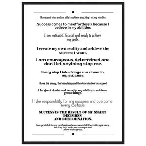 Poster motivazionale affermazioni inglese successo autostima cornice in legno carta opaca premium decorazione casa ufficio regalo ufficio