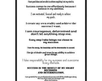 Motivationsposter Affirmationen Englisch Erfolg Selbstvertrauen Holzrahmen Premium Matte Papier Deko Homeoffice Büro Geschenk