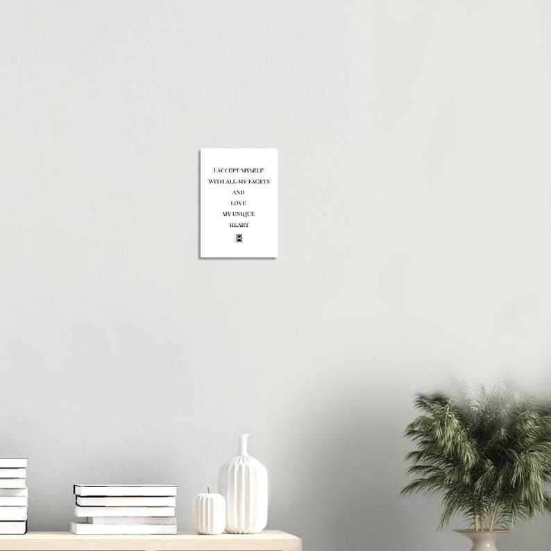 Zelfliefde poster met hart, affirmatie muurfoto mindfulness, cadeau vriendin, positieve spreuken decoratie, premium papier poster, poster spreuk afbeelding 5