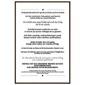 Motivationsposter Affirmationen Erfolg Selbstvertrauen Holzrahmen Wandbild Büro Coaching Geschenk Inspiration Premium Mattes Papier 60x90 cm / 24x36″