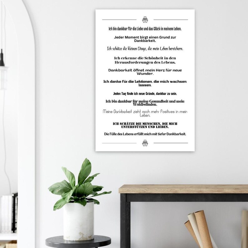 Dankbarkeits-Poster Affirmationen – Wanddeko Achtsamkeit Geschenk Motivation Büro Wohnzimmer, Poster mit Spruch, inspirierende Sprüche Bild 7