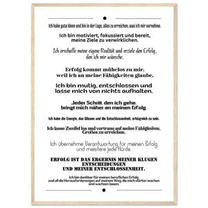 Motivationsposter Affirmationen Erfolg Selbstvertrauen Holzrahmen Wandbild Büro Coaching Geschenk Inspiration Premium Mattes Papier Bild 4