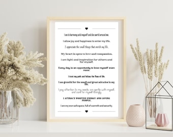 Englisches Affirmationsposter–Motivation Selbstliebe/Selbstvertrauen Wanddeko Geschenk Büro Wohnzimmer, Poster Spruch, Inspiration Sprüche