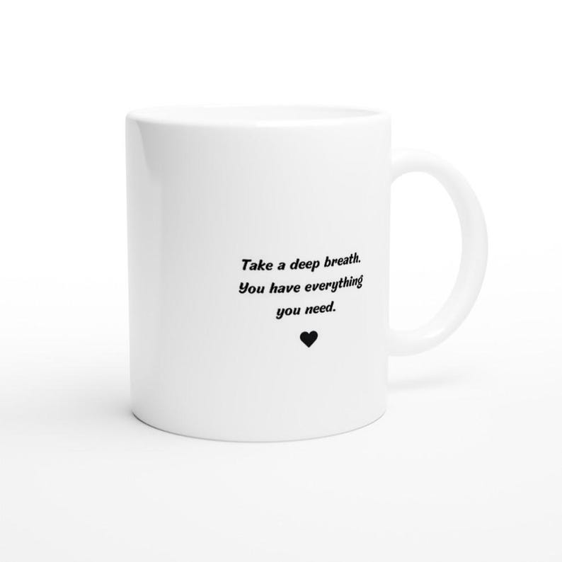 Achtsamkeits-Tasse-Englisch – Keramik Teetasse mit Affirmation & Spruch – Geschenk Selbstfürsorge + positive Gedanken – Inspirierende Tasse image 3