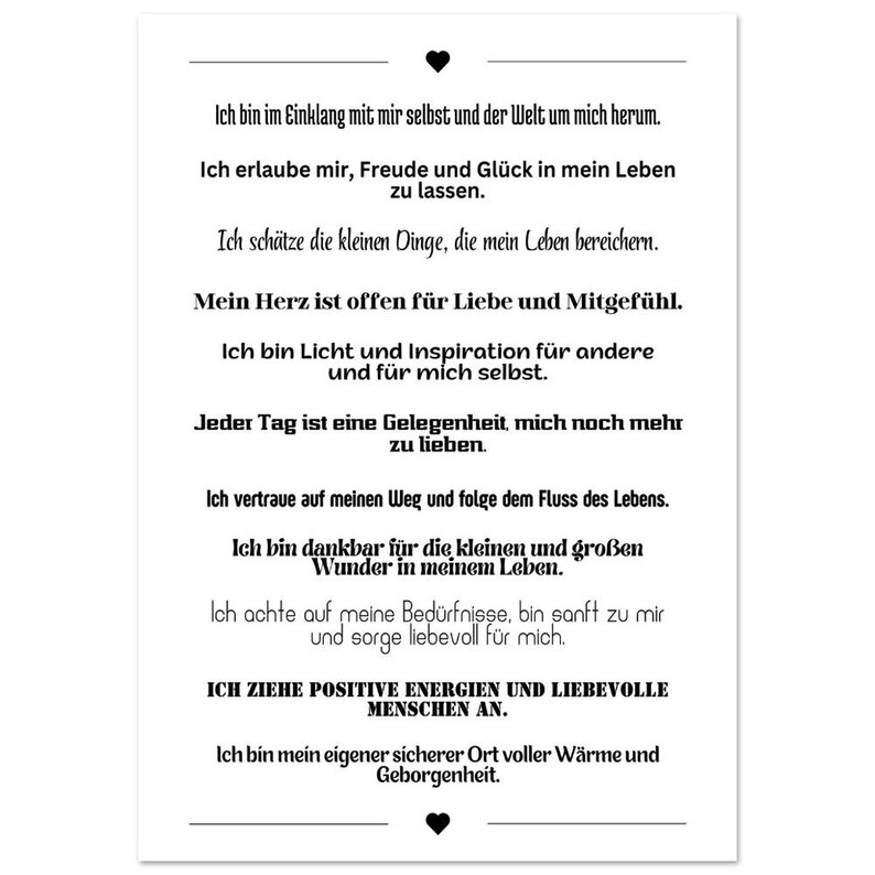 Inspirierendes Wandbild Affirmationen – Motivationsposter Achtsamkeit Selbstliebe Geschenk, Poster Spruch, Poster Sprüche, Wanddeko Büro A4 21x29.7 cm / 8x12″