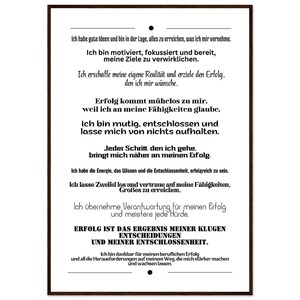 Motivationsposter Affirmationen Erfolg Selbstvertrauen Holzrahmen Wandbild Büro Coaching Geschenk Inspiration Premium Mattes Papier Bild 6