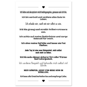 Selbstliebe Poster Affirmation – Wanddeko modern Geschenk Achtsamkeit Motivation Büro Wohnzimmer, Poster Spruch, inspirierende Sprüche 60x90 cm / 24x36″