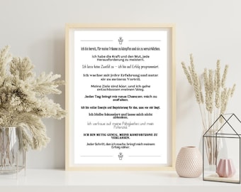 Motivationsposter Affirmationen – Inspiration Persönlichkeitsentwicklung Wanddeko Büro Geschenk Premium Matte Papier, Poster Spruch/Sprüche