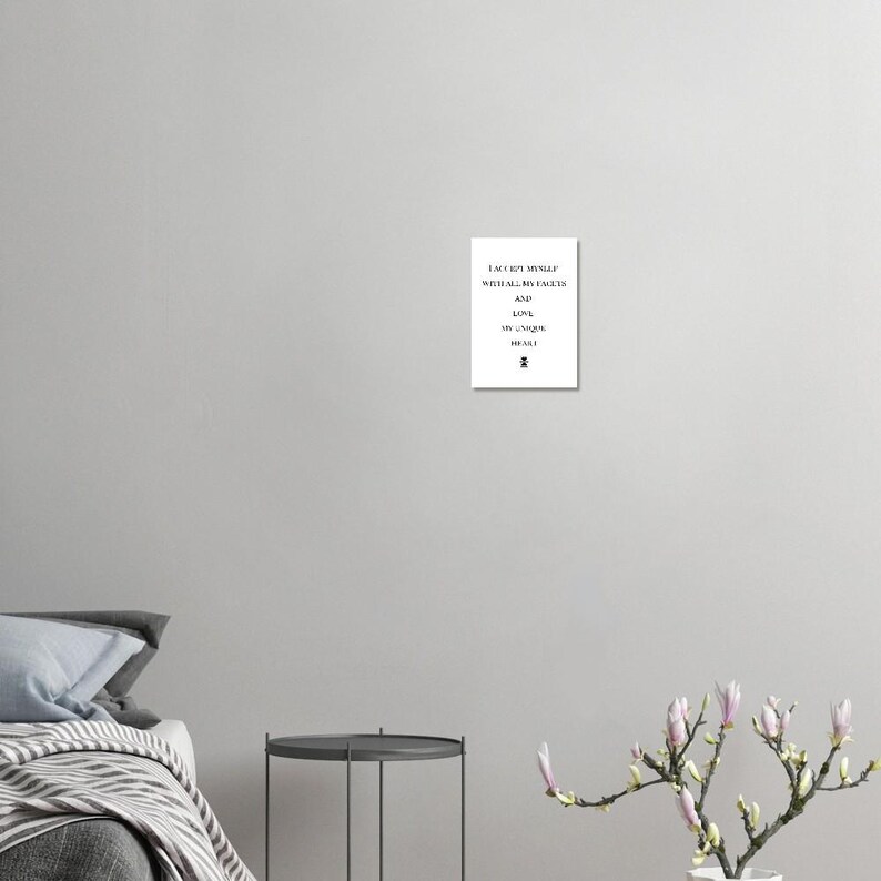 Zelfliefde poster met hart, affirmatie muurfoto mindfulness, cadeau vriendin, positieve spreuken decoratie, premium papier poster, poster spreuk afbeelding 10