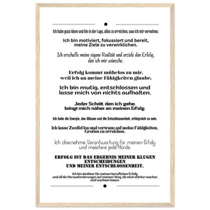 Motivationsposter Affirmationen Erfolg Selbstvertrauen Holzrahmen Wandbild Büro Coaching Geschenk Inspiration Premium Mattes Papier 40x60 cm / 16x24″