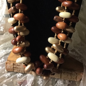 Vintage Multi Strand Necklace Seed Beads Stone Beads Wood - Etsy