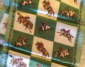 Jockey Horse Polyester Scarf Untagged Unsigned 1960 s