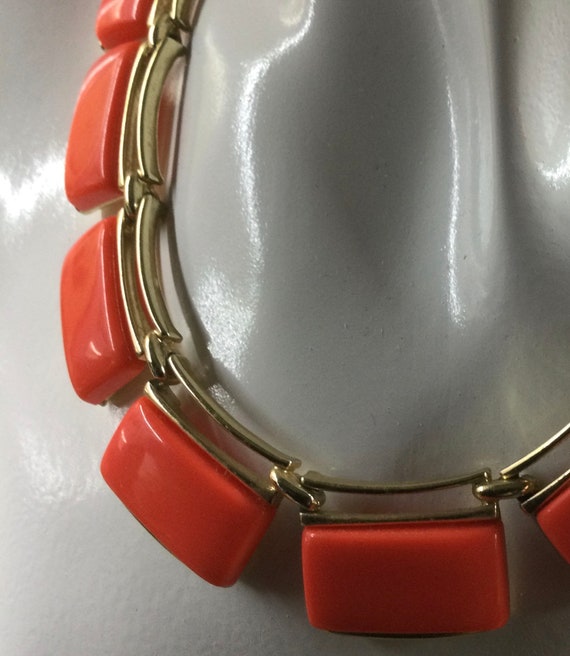 Bright Bright Orange Thermoset Lucite Gold Tone L… - image 4