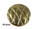 Signed EVANS Faux Quilted Shiny Gold Tone Round Powder Compact 1950’s 1960’s Mirror Powder Puff