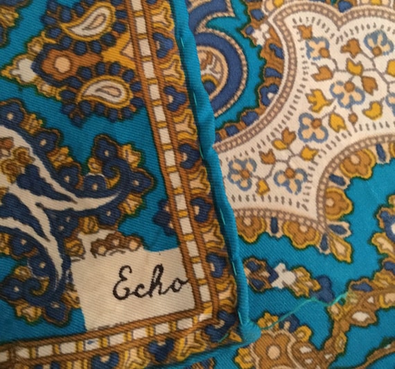 Signed Echo Blue White Brown Paisley Patterned Wom