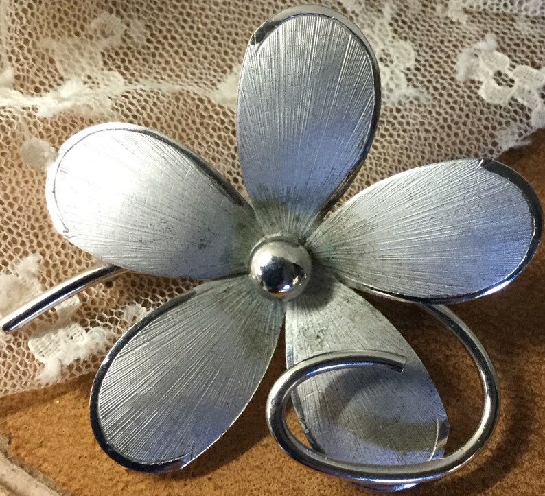 Signed Bond Boyd Sterling Flower Brooch Pin Circa 1950\u2019s 1960\u2019s