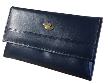 Neat Navy Blue Faux Leather Gold Tone Accents Women’s Wallet 1960’s