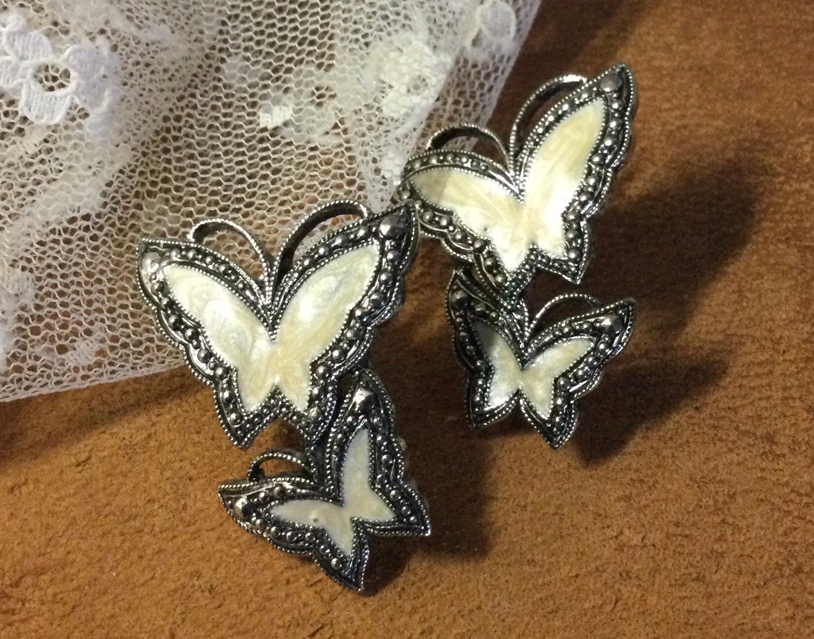 Avon Whispering Wings Enamel Marcasite Silver Tone Butterfly Etsy UK