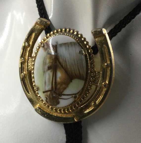 Palomino Horse Head Bolo Necklace Unsigned 1960’s… - image 4