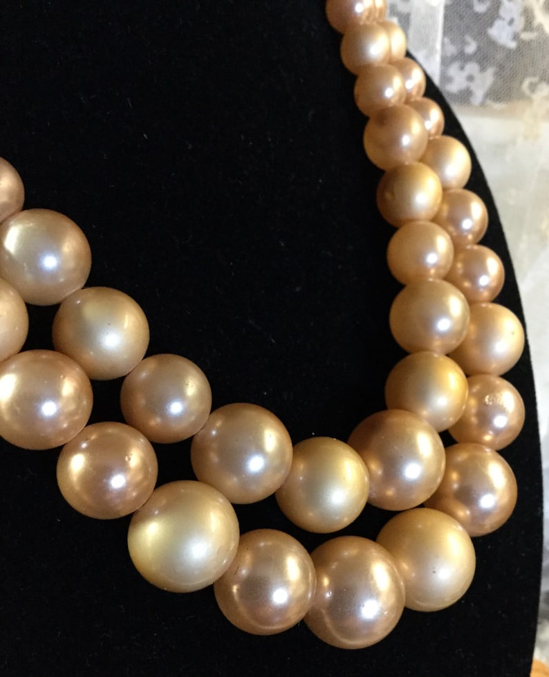 Double Stranded Necklace Light Brown Graduated