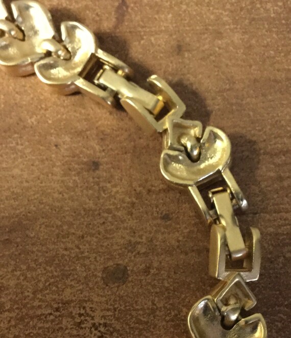 Clear Rhinestone Studded Gold Tone Fancy Chain Choker