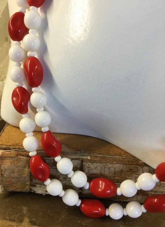 Playful Bright White Lipstick Red Double Strand G… - image 3