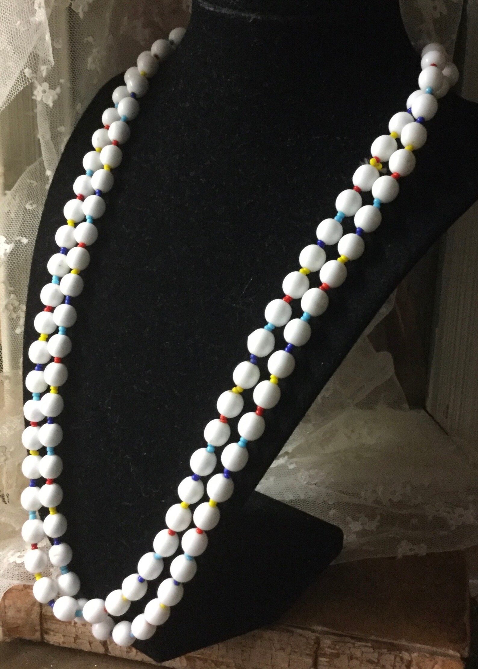 Schlichte Weiße Milchglas Perlen Flapper Länge Halskette | Etsy