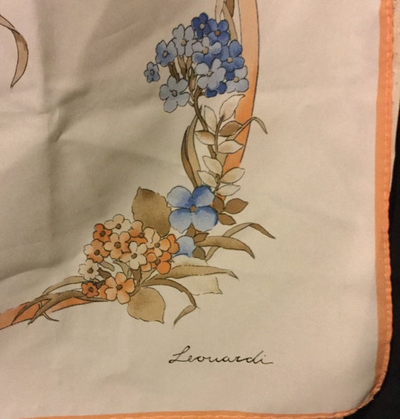 Luscious Signed Leonardi Floral Scarf 1960’s 1970’
