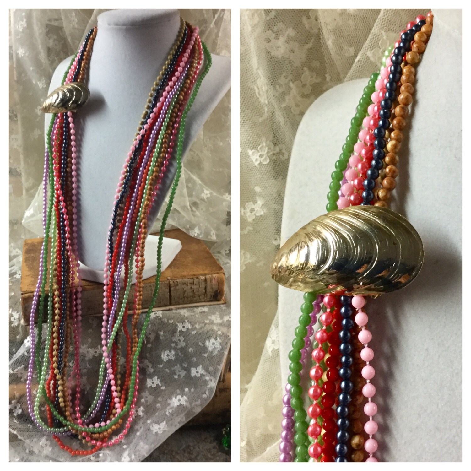 【2plan】24SS★ [LAN ARCHIVE] Shell Mini Beads Necklace Mini Beaded Seashell Double Necklace – EYE CANDY SWIMWEAR