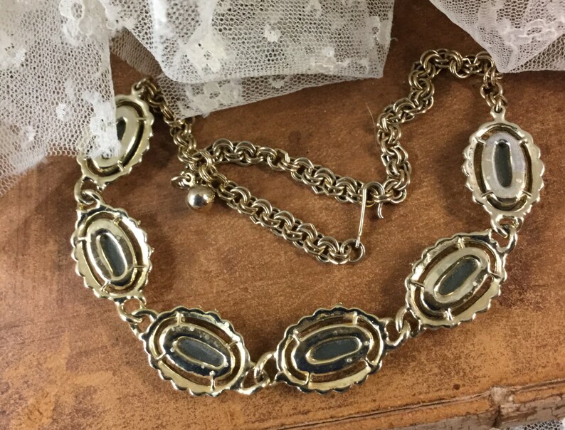 Signed Coro Black Gray Thermoset Choker Necklace 1950\u2019s