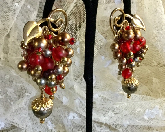 Signed Chameleon Dangling Cha Cha Earrings Clip On