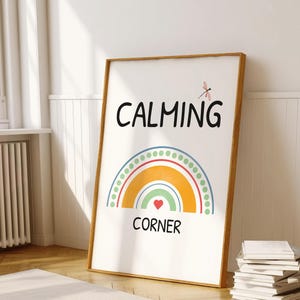 Calming Corner Poster, Montessori Klassenzimmer Dekor, Therapie Ressourcen, Homeschooling druckbar, Schulpsychologie, Regenbogen Drucke, Download