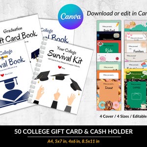 Porta tarjetas de regalo universitarias personalizables, kit de supervivencia para exámenes, recuerdo de graduación, paquete de atención, libro de tarjetas de regalo, idea de regalo de último momento, graduación
