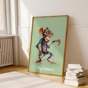 Affe Printable, Salbei grün Poster, Safari Themen Kunst, Safari Kinderzimmer Wandkunst, Dschungel Tierdrucke, Neutral Baby Zimmer Dekor, Ausgrabung Download