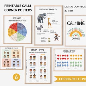 6 Montessori Klassenzimmer Dekor, Stimmungsmesser, Emotionen Poster, Gefühlsrad, Stimmungsmesser, Bewältigungsfähigkeiten, Homeschooling druckbar, Ausgrabung Download