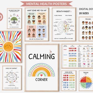 10 Trauma Therapy Office Poster, Coping Skills Decor, Growth Mindset, Calm Down Corner, Feelings Chart, School Counselor, CBT, SEL, Download