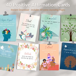 40 cartes d'affirmation positive, cartes de citation inspirante imprimables, cartes de pleine conscience quotidiennes, positivité, amour, motivation, téléchargement numérique