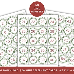 White Elephant Numbers, Work Party Games, Holiday Family Feud, NYE Holiday Game, Printable Gift Exchange Numbers, Christmas Party Game, DIY