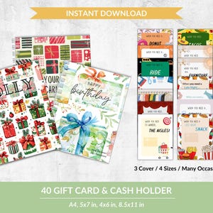 Libro di carte regalo stampabili, Porta carte regalo personalizzati, Libretto porta carte, Regali fai da te stampabili, Porta carte regalo, Regalo di San Valentino