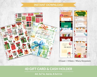 Printable Gift Card Book, Customized Gift Card Holders, Card holder Booklet, DIY Printable Gifts, Gift Card Holder, Valentines Day Gift
