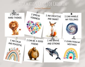 Affirmation Cards for Children, 32 Daily Affirmations, Affirmations Digital Cards, Vision Board Printables, Therapy Resources, Gift For Kids