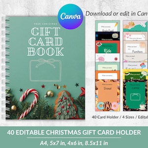 Bewerkbaar kerstcadeaukaartboek, cadeaukaarthouder voor tieners, last minute aandenken cadeau voor hem haar, college survival, canvassjabloon