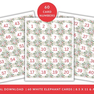 White Elephant Numbers, Work Party Games, Holiday Family Feud, NYE Holiday Game, Printable Gift Exchange Numbers, Christmas Party Game, DIY