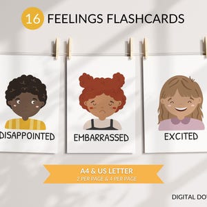 16 Kinder Gefühle Karteikarten, Beruhigende Eckenkarten, Bewältigungsfähigkeiten, Soziales emotionales Lernen, Montessori Ressourcen, Schulpsychologie, Therapie