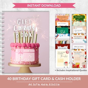 Libro de tarjetas de regalo de cumpleaños, regalo de cumpleaños para adolescentes hecho a mano, soporte de recuerdo de último momento, regalo para él o ella, descarga digital de certificado y cupón