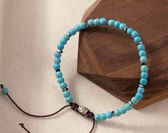 Türkis Jaspis Armband: Perlen Naturstein, Verstellbar