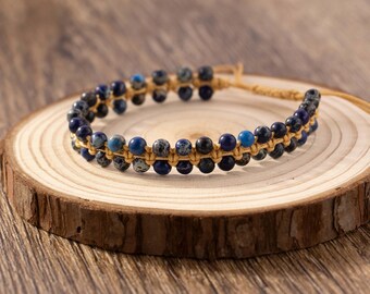 Sea Sediment Jasper Bracelet, Dainty Beaded Adjustable Bracelet