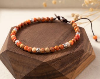 Hand Braided Jasper Bracelet: Adjustable Gemstone Healing Bracelet