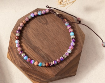 Bransoletka z jaspisu Galaxy Sea: 4 mm koraliki w stylu boho