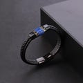Lapis Lazuli Braided Leather Bracelet, Men's Magnetic Clasp Band